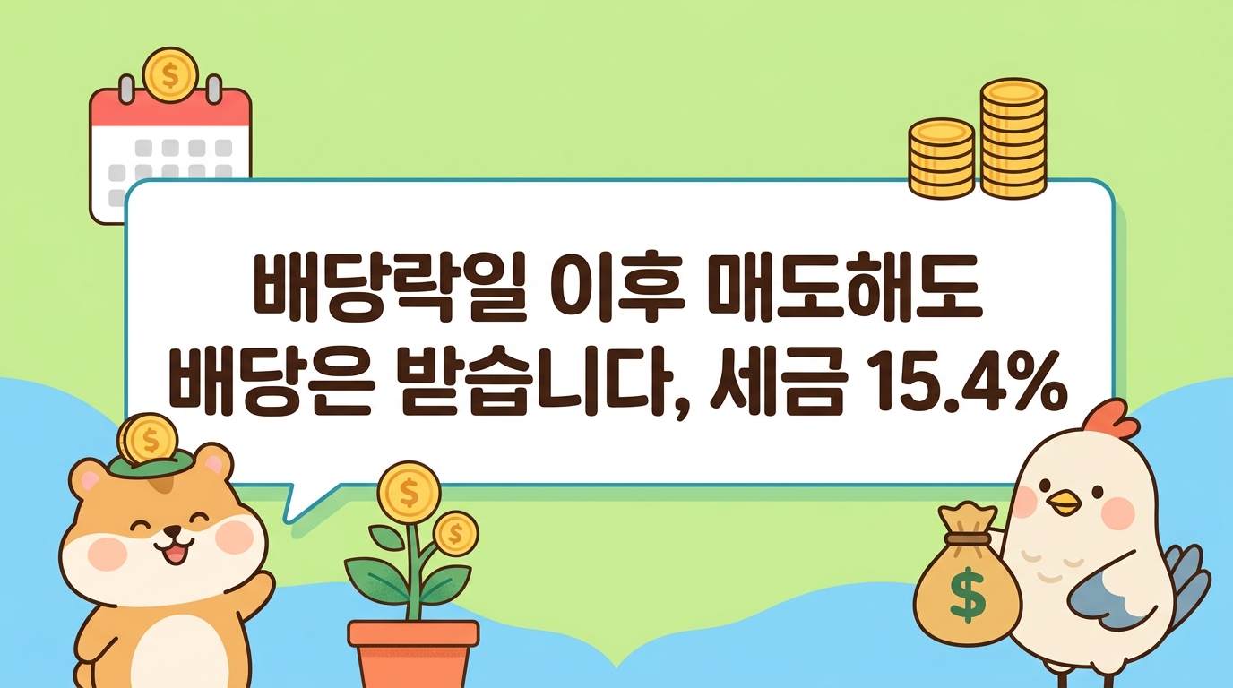 배당락일 이후 매도해도 배당은 받습니다, 세금 15.4%